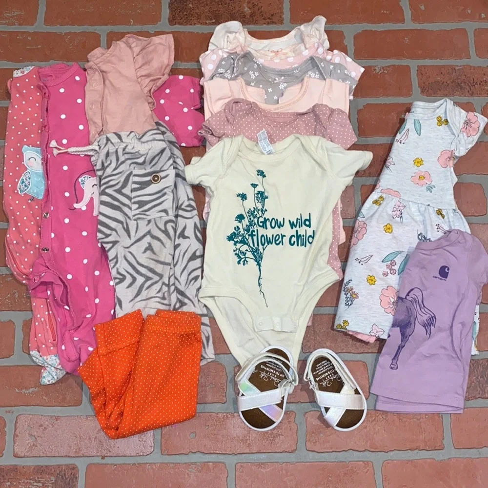 Babygirl 6m spring/summer footie & onesie bundle!!
